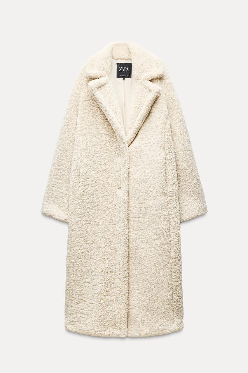 Manteau long en fausse peau de mouton