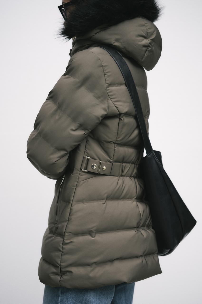 SEMI-LONG HOODED PUFFER JACKET