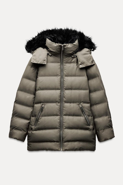 SEMI-LONG HOODED PUFFER JACKET