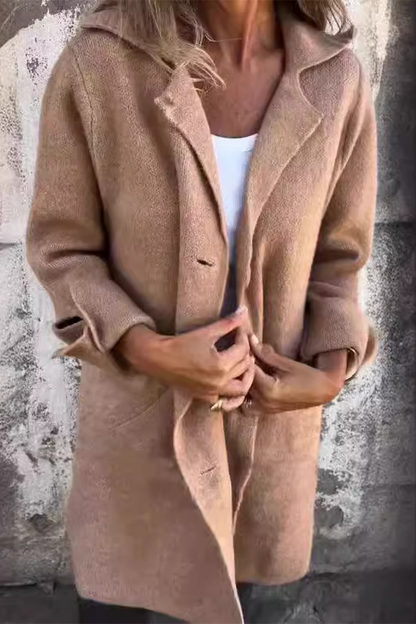 Manteau Boutonné Long En Cachemire