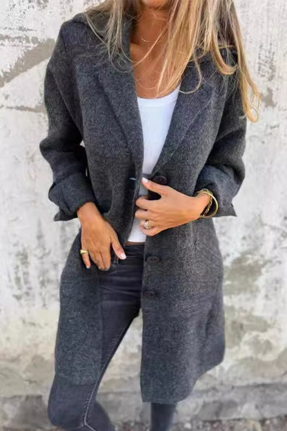 Manteau Boutonné Long En Cachemire