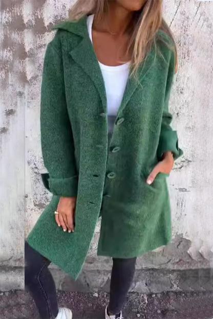 Manteau Boutonné Long En Cachemire