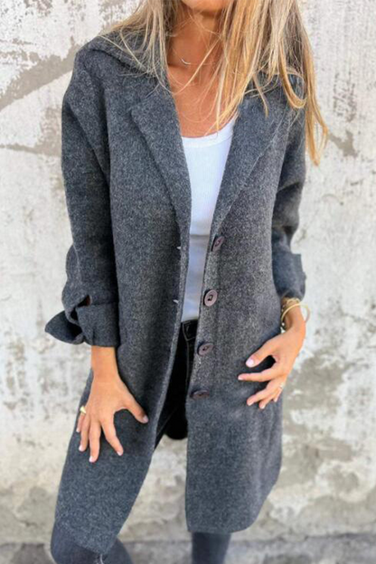 Manteau Boutonné Long En Cachemire