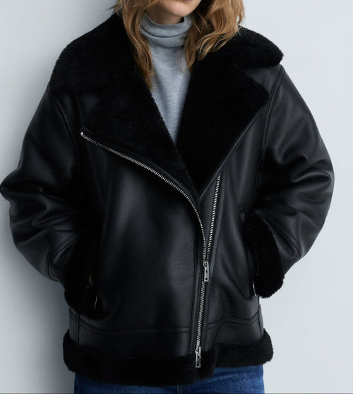 Jacket with shearling-effect lining