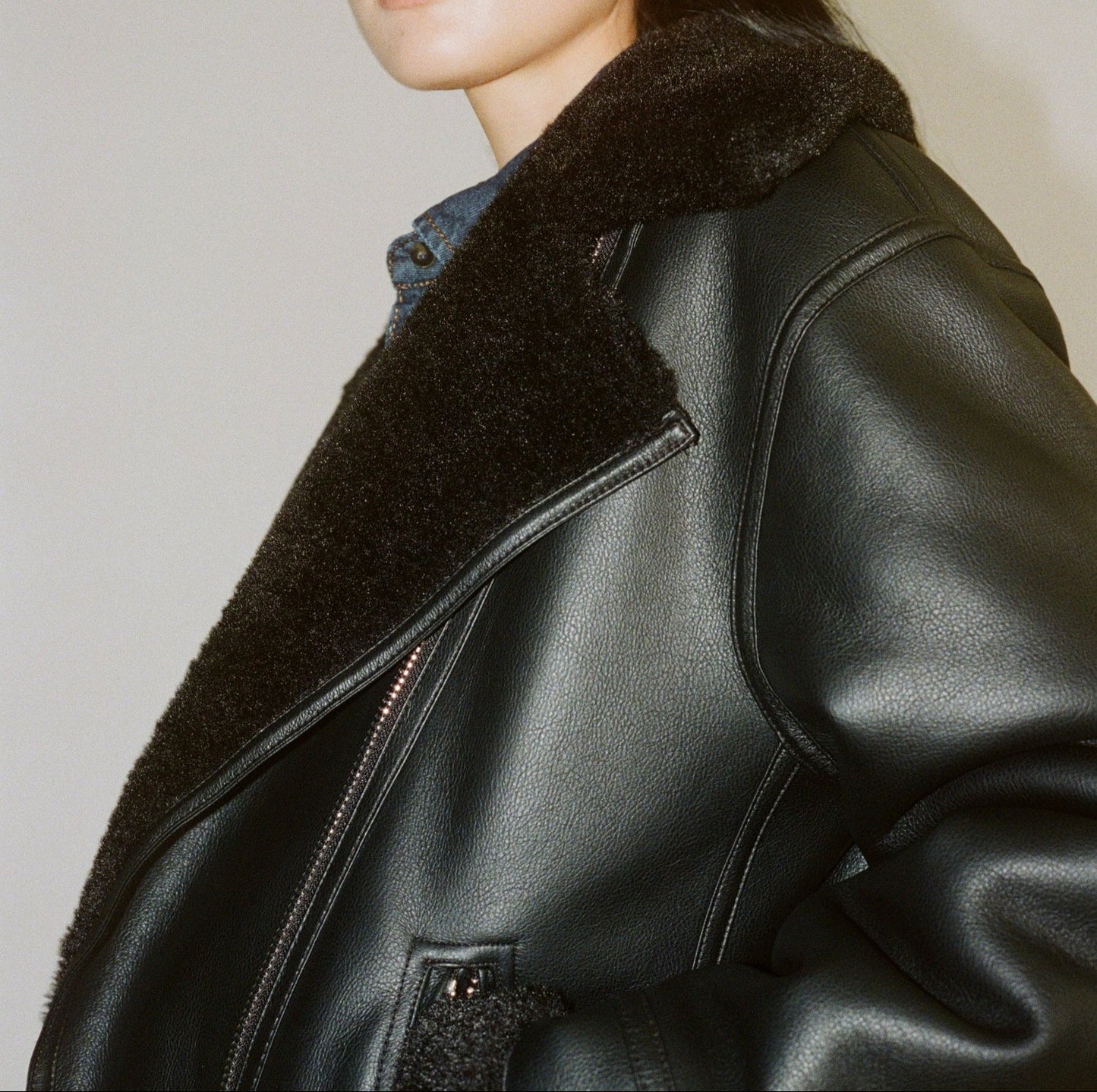 Jacket with shearling-effect lining