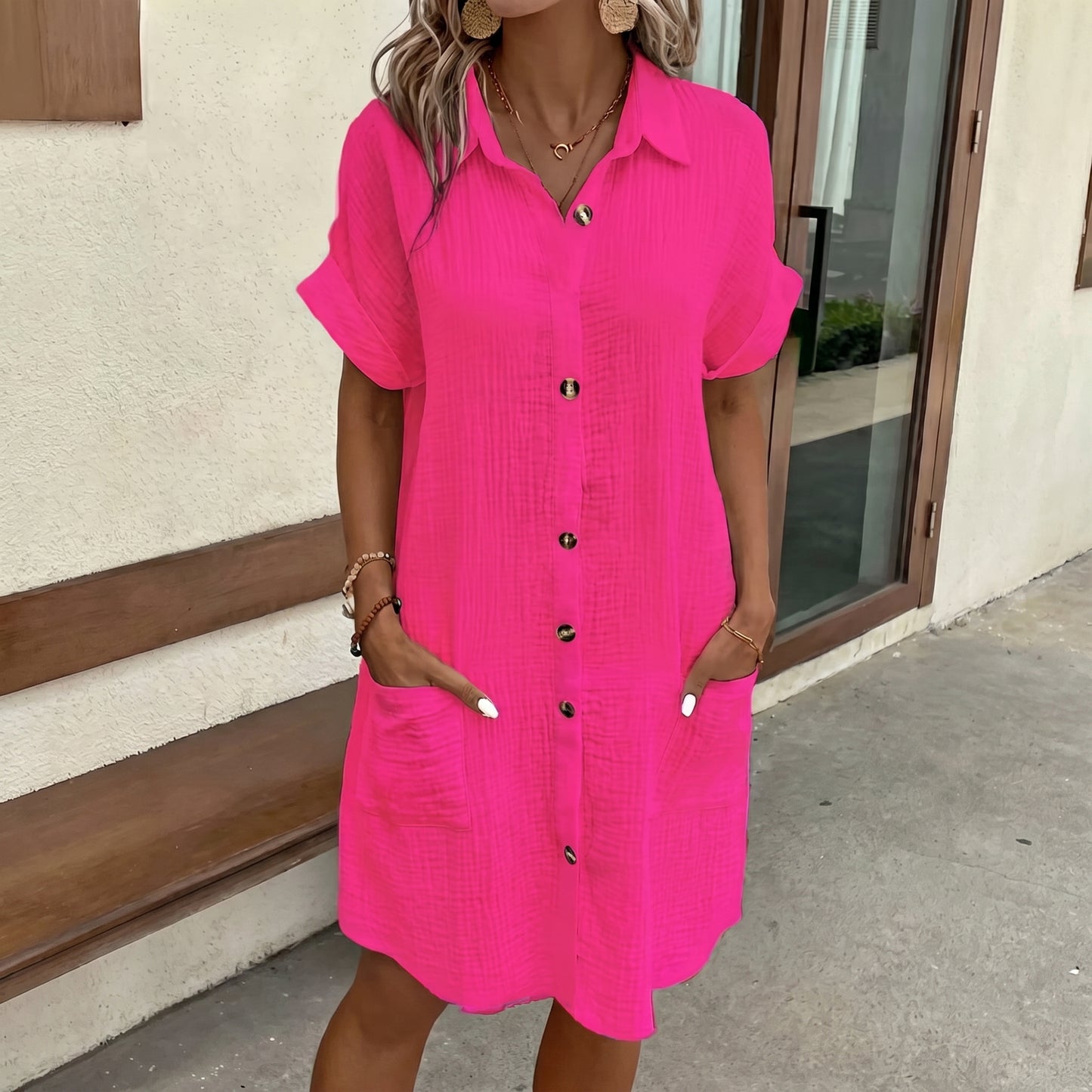 Robe en lin chic à boutons