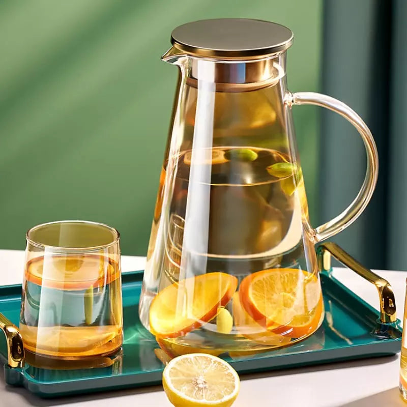 Carafe en verre de 2L avec couvercle en borosilicate