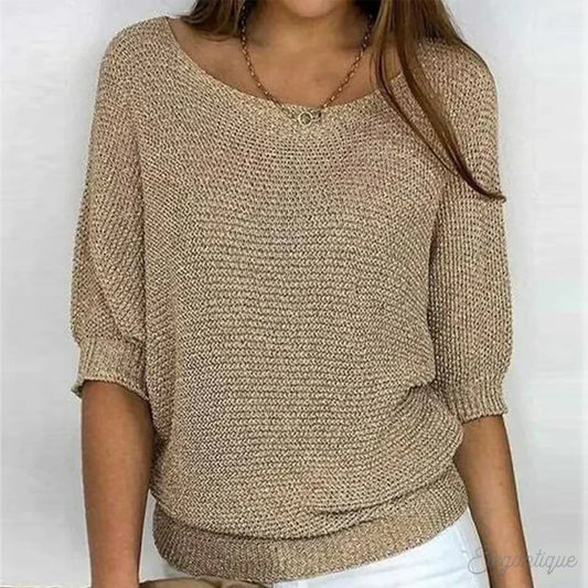 Pull Demi Manche Décontracté En Coton