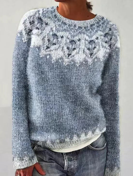 Pull Décontracté En Maille À Motifs