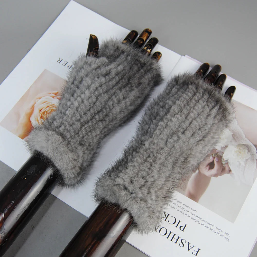 Mink Fur Knitted Gloves Beatrice