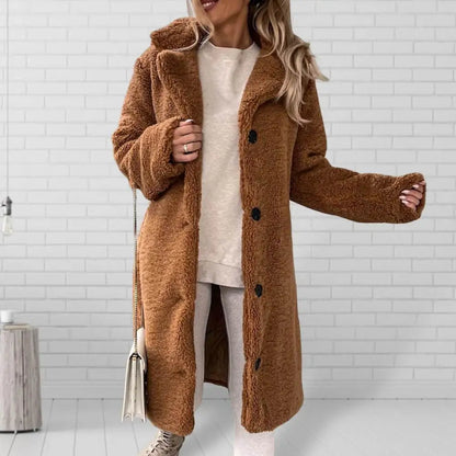 Thick Plush Coat Single-Breasted Long Outwear Evangeline