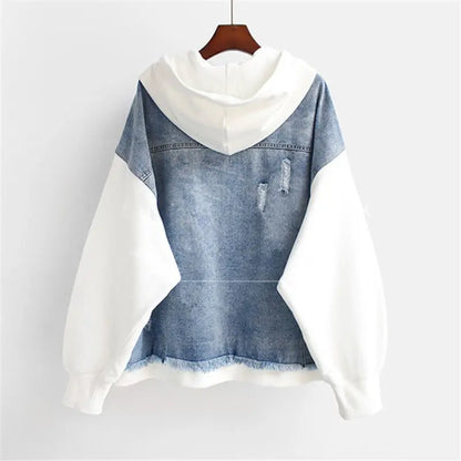 Sweat À Capuche En Denim Pour Femmes