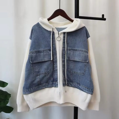 Sweat À Capuche En Denim Pour Femmes