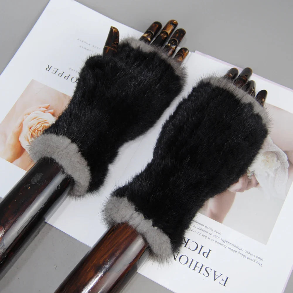 Mink Fur Knitted Gloves Beatrice