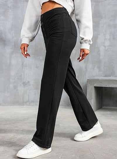 Pantalon décontracté à jambe droite et taille haute