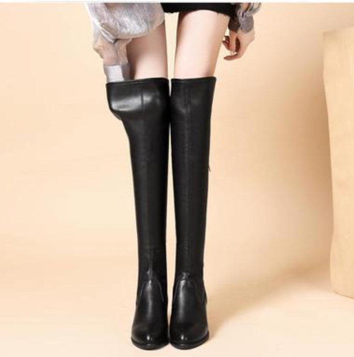 Bottes en Cuir Chaudes Pour Femmes